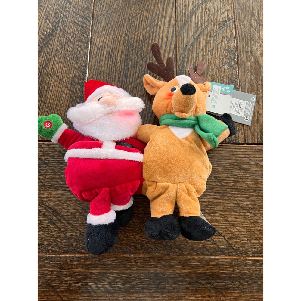 Gemmy Animated Christmas Duo Santa Reindeer Sings Dances Hobby Lobby Works!